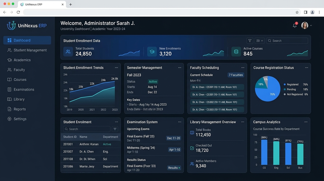 University ERP Management Dashboard